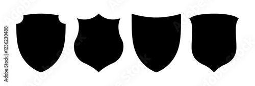 Shield icons set on black colour