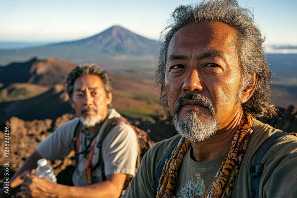 Fototapeta premium Adventure Hike Through Rugged Mountain Terrain