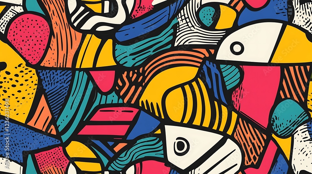 Obraz premium Abstract seamless pattern with hand drawn doodle elements. Vector illustration.