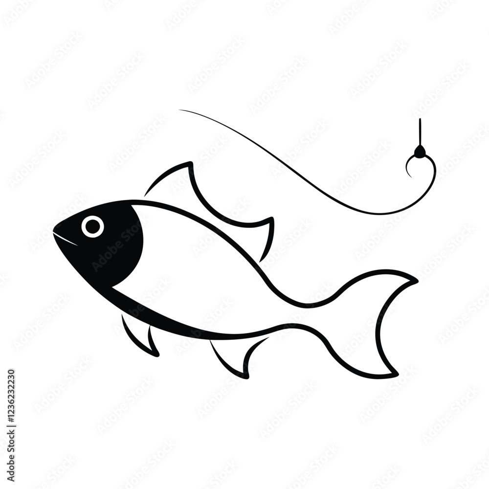 Obraz premium fish on hook vector illustration