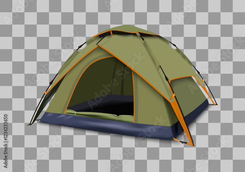 Camping tent realistic on white background for decoration