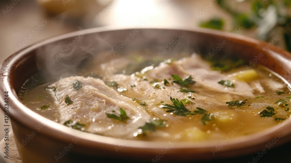 Steaming bowl of nourishing bone broth with fresh herbs and vegetables, healthy and comforting meal concept, perfect for wellness, detox, and culinary themes. Steaming bowl of nourishing bone broth with fresh herbs and vegetables, healthy and comforting meal concept, perfect for wellness, detox, and culinary themes.