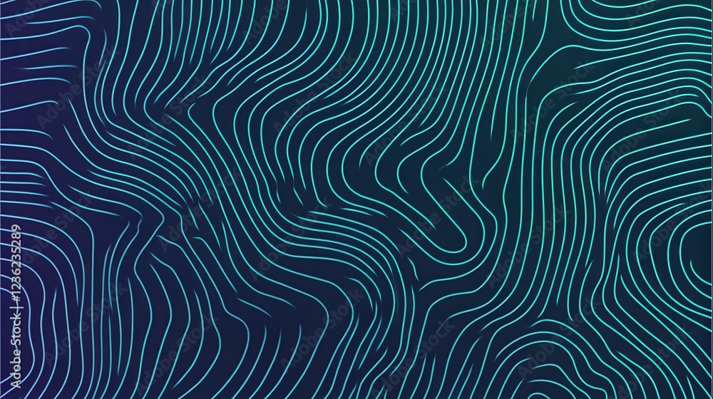 Wavy turquoise lines curving across deep blue backdrop, generating dynamic abstract pattern with fluid visual movement, suggesting contemporary digital aesthetic Wavy turquoise lines curving across deep blue backdrop, generating dynamic abstract pattern with fluid visual movement, suggesting contemporary digital aesthetic