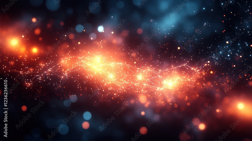 Fototapeta premium Glowing energy stream, cosmic background, digital art, website banner