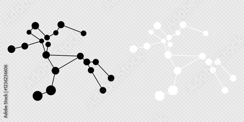 Centaurus constellation map set. Vector illustration.