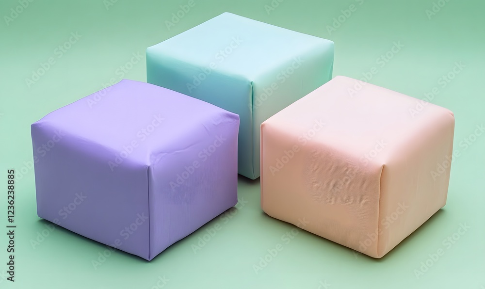 Fototapeta premium Pastel gift boxes on green background, product display