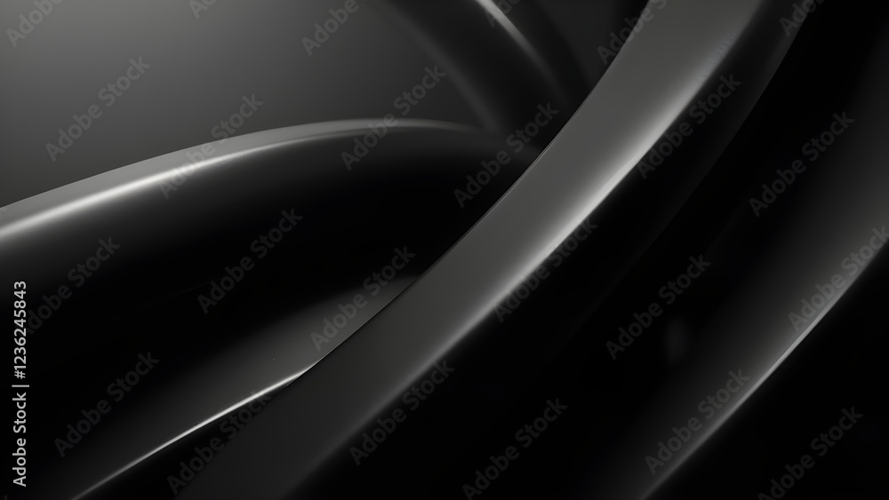 Obraz premium Abstract Dark Gray Swirling Curves Background Texture: 3D Rendered Metallic Design, Sleek and Modern