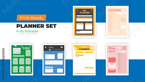 Print Ready Planner Set Fully Editable Daily Weekly and Travel Planners photo