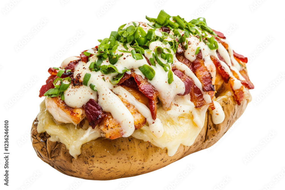 Loaded Baked Potato with Cheese, Bacon, and Chicken Loaded Baked Potato with Cheese, Bacon, and Chicken