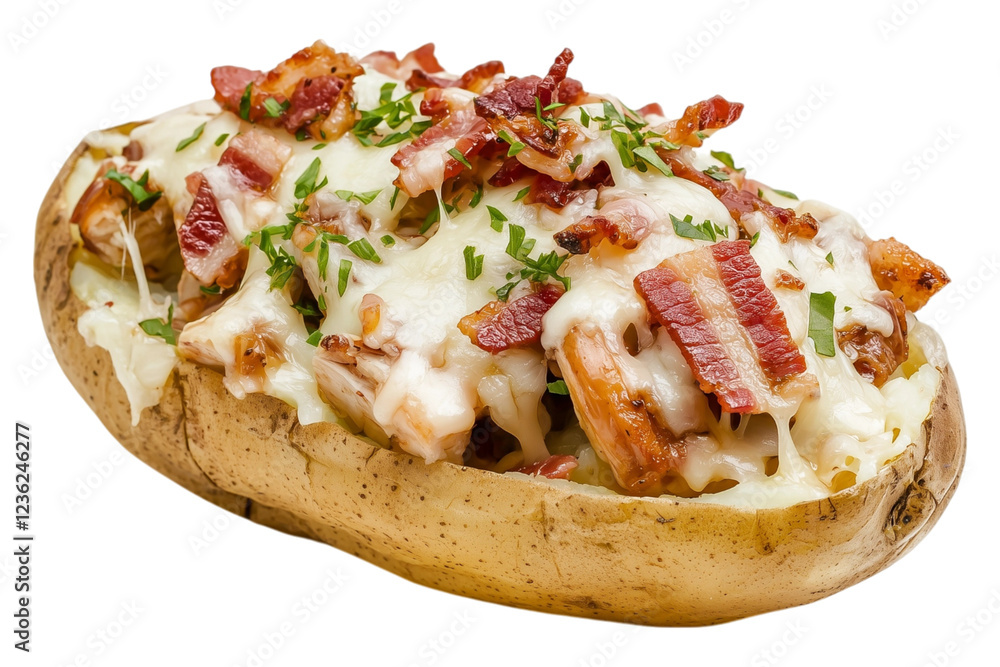 Loaded Baked Potato with Cheese, Bacon, and Chicken Loaded Baked Potato with Cheese, Bacon, and Chicken