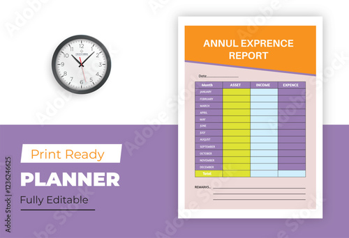 Print Ready Annual Exprence Report Planner Fully Editable Printable Template