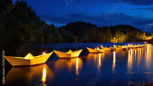 Candle, paper boat, lamp, love, prayer, blessing, piety, banquet, birthday, party, date, romance, pursuit, blessing, nostalgia, graphic, heart-shaped candle, surprise, grief, memorial service, mournin photo