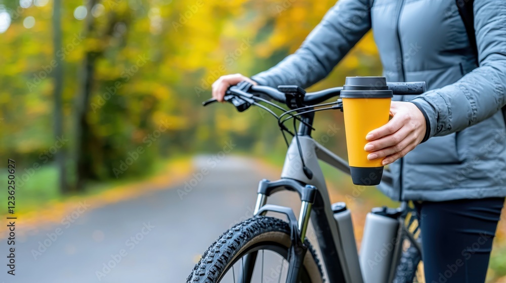 Person Holding Reusable Coffee Cup While Walking on Autumn Forest Trail Enjoying Outdoor Nature and Eco Friendly Lifestyle Person Holding Reusable Coffee Cup While Walking on Autumn Forest Trail Enjoying Outdoor Nature and Eco Friendly Lifestyle