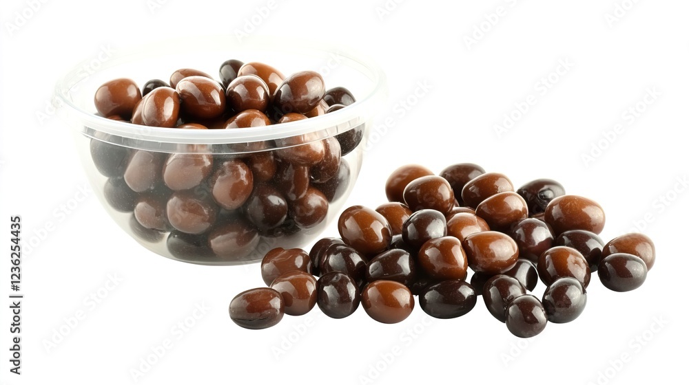 Obraz premium Assorted Chocolate Coated Candy in Clear Container and Pile