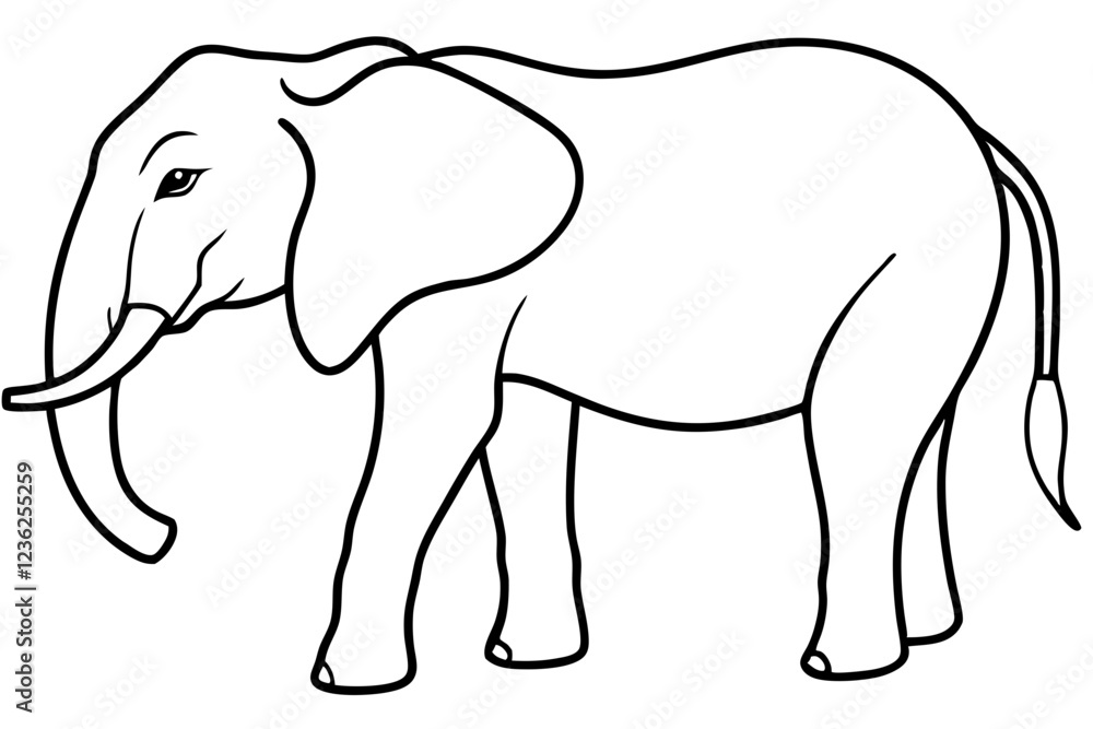 One-Line Elephant Vector Sketch One-Line Elephant Vector Sketch