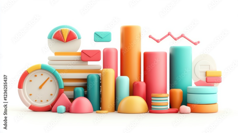 Vibrant and minimalist graphic featuring various shapes icons and visual elements representing the analysis and reporting of capital expenditure data and financial information Vibrant and minimalist graphic featuring various shapes icons and visual elements representing the analysis and reporting of capital expenditure data and financial information