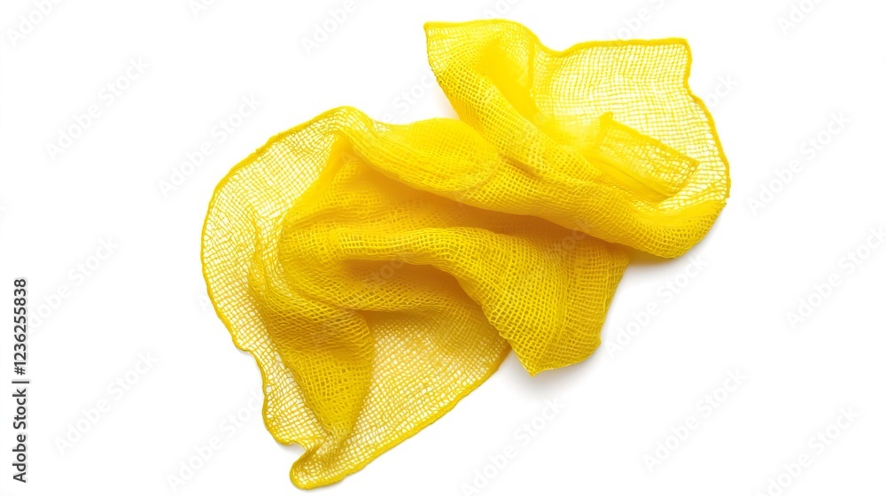 Bright Yellow Mesh Fabric Draped in Artistic Contours and Shapes Bright Yellow Mesh Fabric Draped in Artistic Contours and Shapes