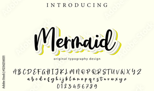 Mermaid Font Stylish brush painted an uppercase vector letters, alphabet, typeface