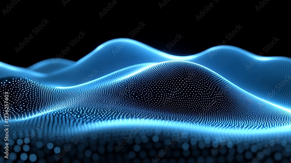 Abstract Blue Light Particle Wave Landscape Abstract Blue Light Particle Wave Landscape