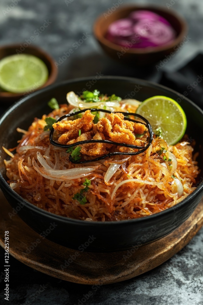 A bowl of crispy spring rolls with a peanut sauce, garnished with cilantro and lime wedges. A bowl of crispy spring rolls with a peanut sauce, garnished with cilantro and lime wedges.