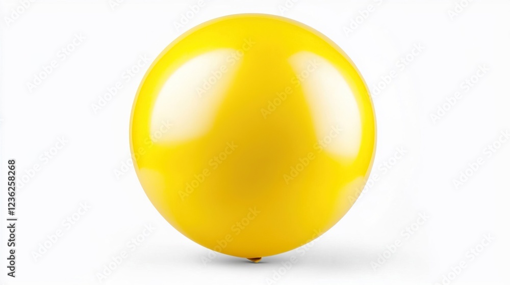 Glossy Yellow Ball on White Background for Playful Atmosphere Glossy Yellow Ball on White Background for Playful Atmosphere