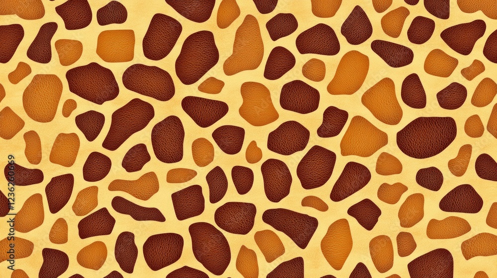 Pattern of animal print texture with brown and gold speckles. Wooden or leopard-like appearance.