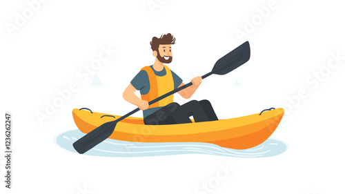 Kayaking and Rafting silhouette. water sport, race, transport concept. different action, pose. monochrome vector illustration.
