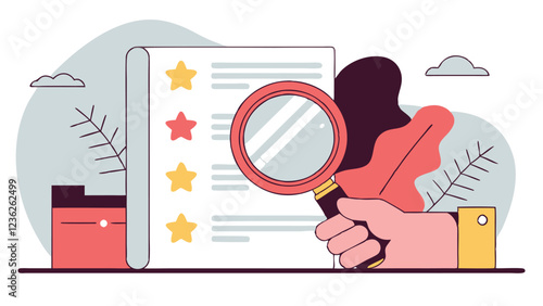 The process of checking documents using a magnifying glass, attention to detail. The concept is related to auditing, certification and document management