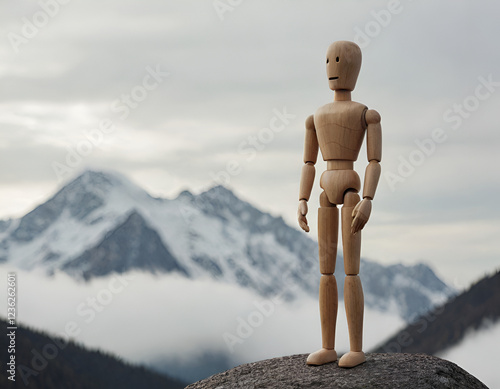 wooden mannequin looking at the infinite