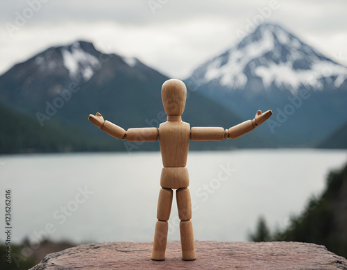 person standing on top of the mountain facing a challenge