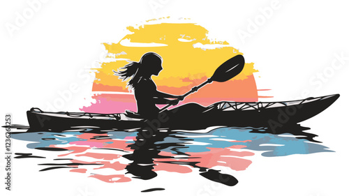 Kayaking and Rafting silhouette. water sport, race, transport concept. different action, pose. monochrome vector illustration.