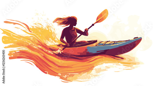 Kayaking and Rafting silhouette. water sport, race, transport concept. different action, pose. monochrome vector illustration.