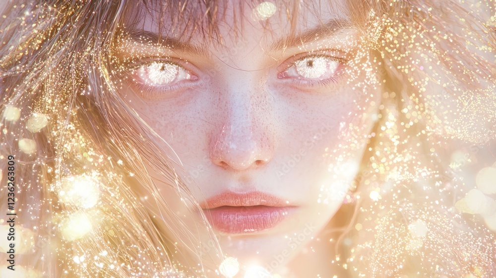 Ethereal Portrait with Slightly Upturned Gaze and Swirling Illumination Ethereal Portrait with Slightly Upturned Gaze and Swirling Illumination