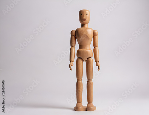 wooden mannequin isolated on white background