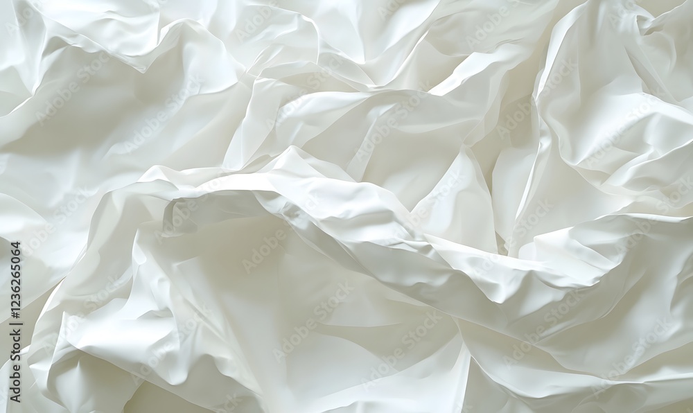 White fabric texture, crumpled folds, soft light, abstract background, design element