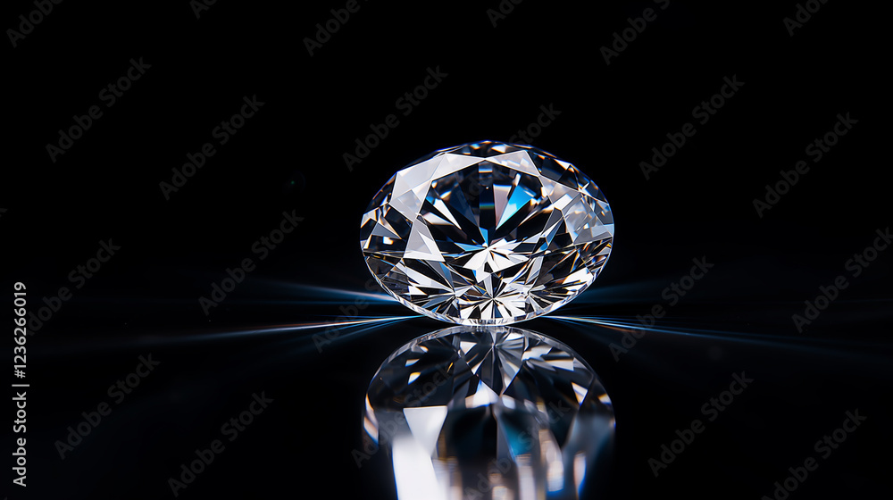 Brilliant Diamond on Black Background – Luxury and Elegance Brilliant Diamond on Black Background – Luxury and Elegance
