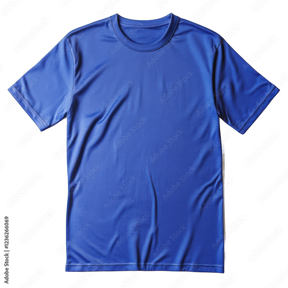 transparent background, PNG, A modern and sleek T-shirt in royal blue, short sleeves, centrally aligned transparent background, PNG, A modern and sleek T-shirt in royal blue, short sleeves, centrally aligned