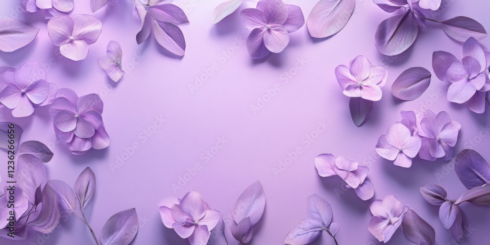 Fototapeta premium Flower petals in shades of purple and pink, arranged on a textured surface. A decorative backdrop suitable for a variety of uses.