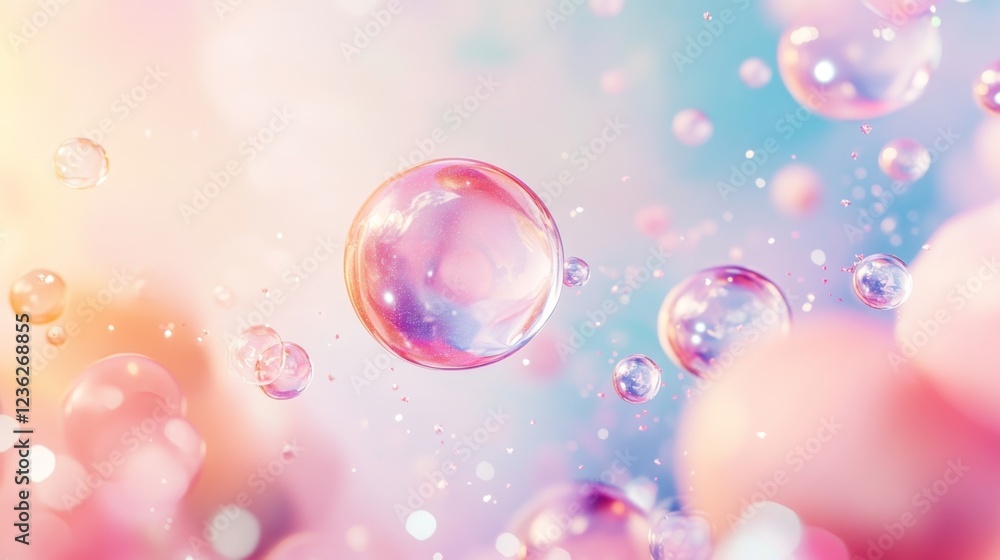 Soft Colorful Bubbles Floating in a Dreamy Abstract Background Soft Colorful Bubbles Floating in a Dreamy Abstract Background