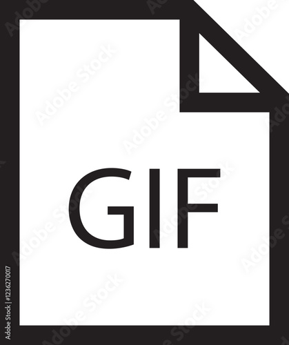 File icon. Format of document on computer outline symbol. GIF file sign. Audio extension graphic multimedia application software folder. Presentation audio design isolated on transparent background.
