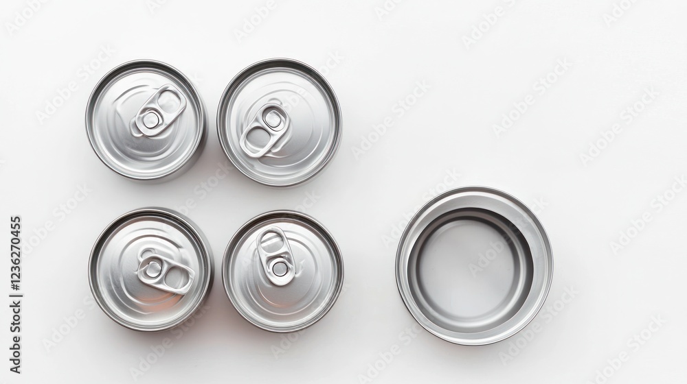 Silver Aluminum Cans on White Background Silver Aluminum Cans on White Background