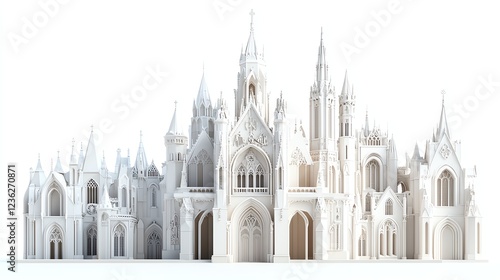 A grand cathedral, Gothicinspired architectural facade, detailed stonework, isolated on white background photo