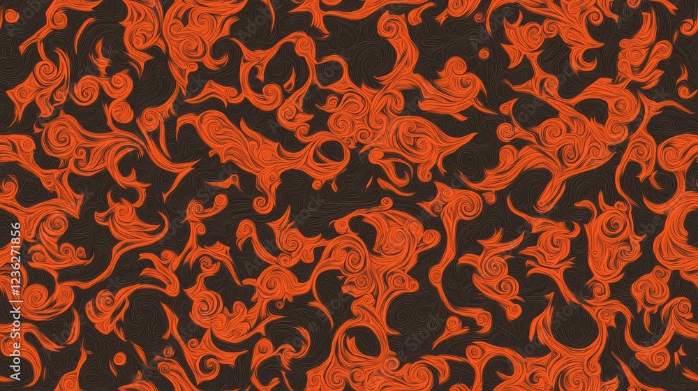 Obraz premium Interlocking Flame Artwork in Bold Orange and Black Background