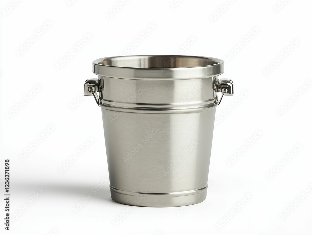 Stainless Steel Tank Metallic bucket on a white background Stainless Steel Tank Metallic bucket on a white background