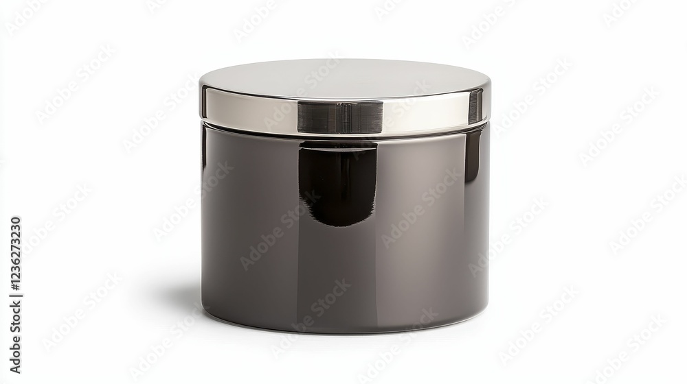 Stainless Steel Tank Sleek black container with a metallic lid Stainless Steel Tank Sleek black container with a metallic lid
