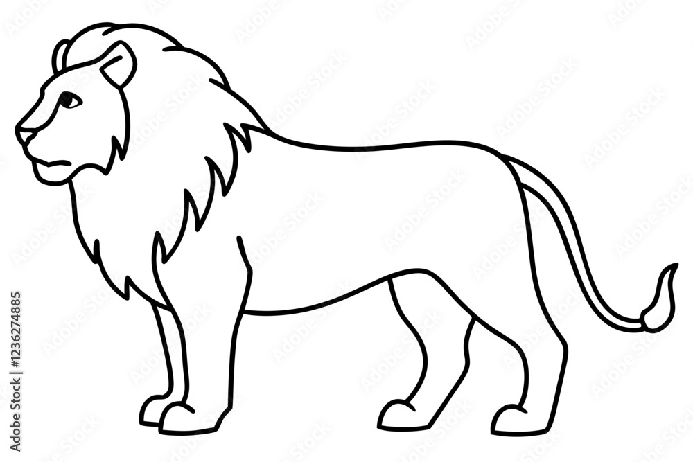 One-Line Lion Vector Illustration One-Line Lion Vector Illustration