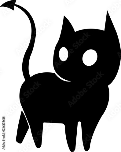 Funny cat icon.Collection of silhouette of funny cats in different poses. Vector illustration isolated on white background. Drawing with children.Halloween damn kittens.Cat is misbehaving and playing.