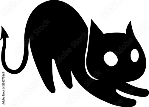 Funny cat icon.Collection of silhouette of funny cats in different poses. Vector illustration isolated on white background. Drawing with children.Halloween damn kittens.Cat is misbehaving and playing.