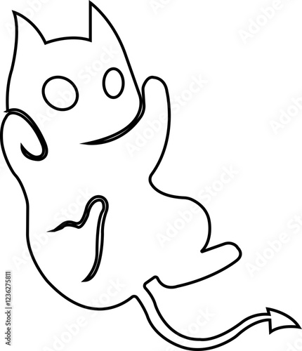 Funny cat icon.Collection of silhouette of funny cats in different poses. Vector illustration isolated on white background. Drawing with children.Halloween damn kittens.Cat is misbehaving and playing.