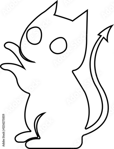 Funny cat icon.Collection of silhouette of funny cats in different poses. Vector illustration isolated on white background. Drawing with children.Halloween damn kittens.Cat is misbehaving and playing.